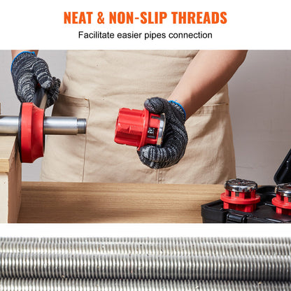 Ratchet Pipe Threader Kit, 6.4mm NPT - 32mm NPT Manual Ratcheting Pipe Threader, Portable Pipe Threading Tool Set with 6PCS NPT Dies, Storage Case for Galvanized Aluminum Iron Copper Pipes