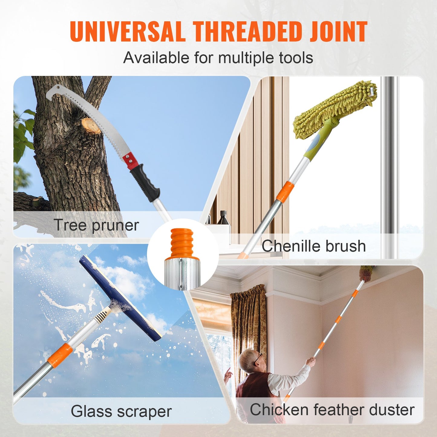 Manual Pole Saw,4.6-9.8 ft Extendable Tree Pruner, Sharp Steel Blade for High Branches Trimming, Manual Branch Trimmer with Lightweight Aluminum Alloy Handle, for Pruning Palms and Shrubs