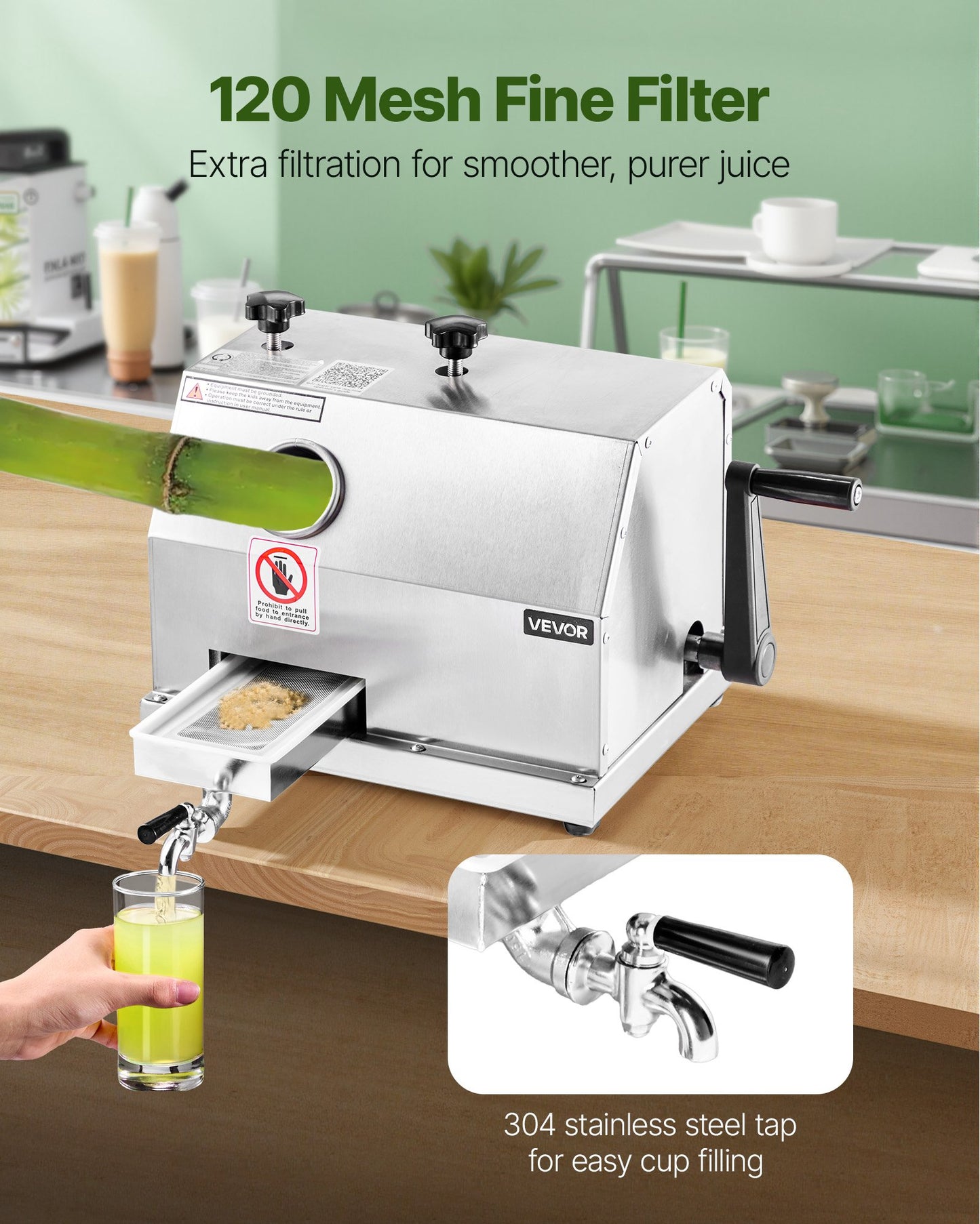 Commercial Sugar Cane Juicer Machine 50 kg/h Output 3 Rollers 62 mm Inlet