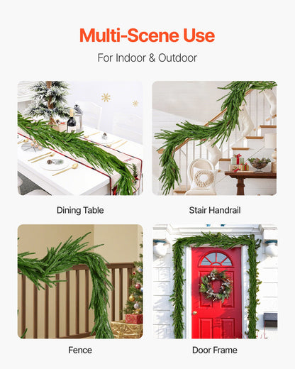 Christmas Garland, 1524 mm Realistic Norfolk Pine Garland, Evergreen Real Touch Artificial Faux Greenery Garlands, for Holiday Indoor Outdoor Xmas Decoration on Table, Mantel, and Fireplace