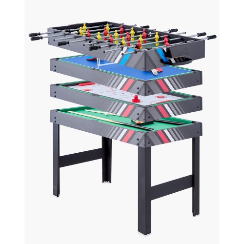 4-in-1 Combo Game Table Set, 48" Air Hockey Table, Multi Combination Table with Air Hockey, Pool Billiard, Foosball, Ping Pong, Pushers & Pucks, Sports Arcade Table for Family Game Room Office