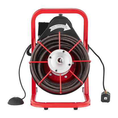 Drain Cleaner Machine 75FT x 1/2 Inch, Sewer Snake Auger Manual Feed, 370W Electric Drain Cleaning Machine with 4 Cutters & Air-activated Foot Switch for 2" to 4" Pipes