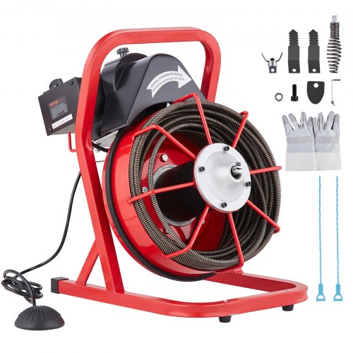 Drain Cleaner Machine Drain Auger 2286 cm x 9.5 mm Manual Feed & 4 Cutters