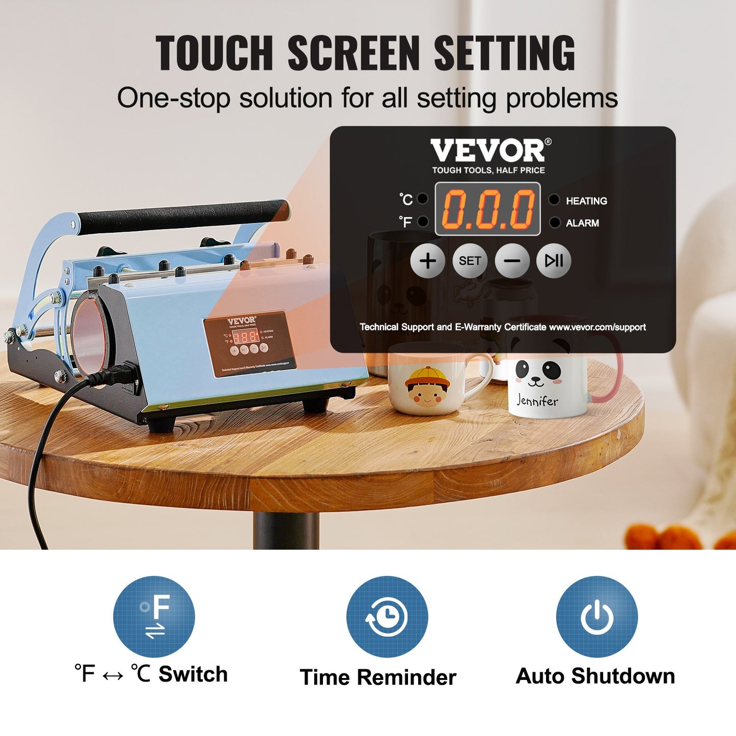 Tumbler värmepressmaskin 311,8-850,5 g muggpress sublimeringstumbler blå