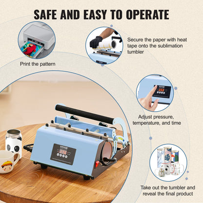 Tumbler värmepressmaskin 311,8-850,5 g muggpress sublimeringstumbler blå