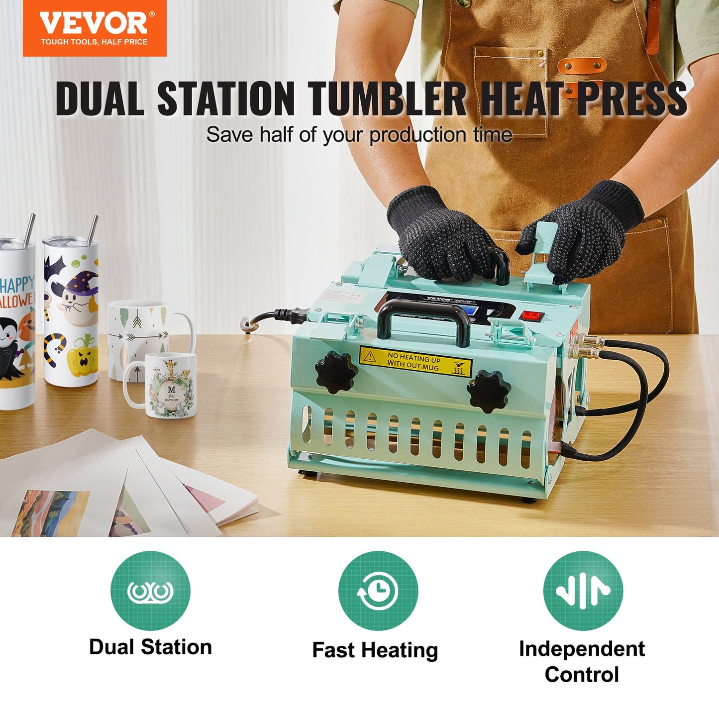 Tumbler Heat Press Machine 2 Station Heaters 311.8-850.5 g Mug Press Sublimation