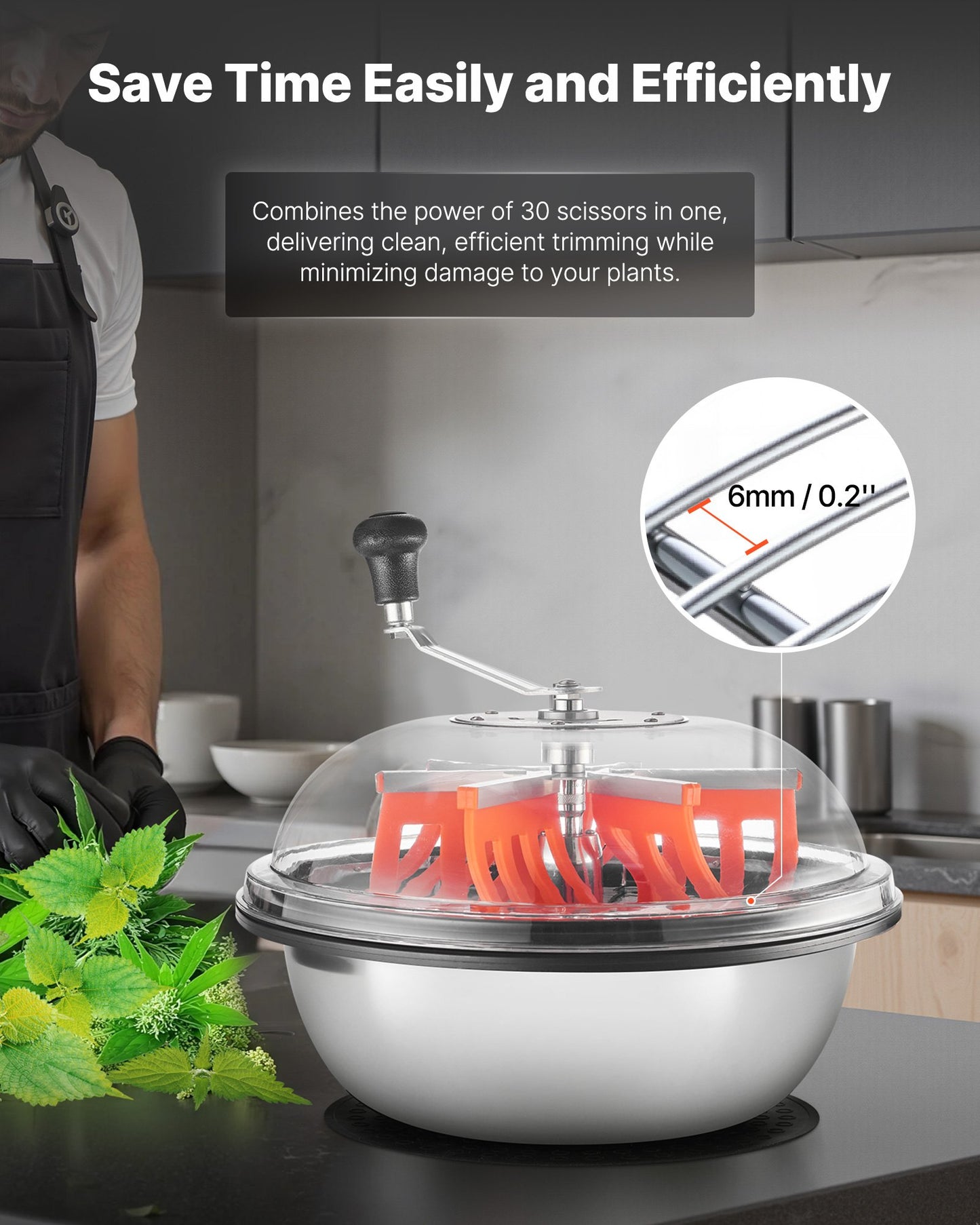 Bud Leaf Bowl Trimmer, 420 mm Manual Bud Trimmer, with Sharp Stainless Steel Blades, Visual Cutting, Wet & Dry Hydroponic Cutting Machine, Twisted Spin Cut for Plants Leaves Buds Flowers