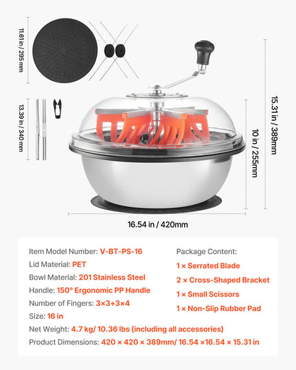 Bud Leaf Bowl Trimmer, 420 mm Manual Bud Trimmer, with Sharp Stainless Steel Blades, Visual Cutting, Wet & Dry Hydroponic Cutting Machine, Twisted Spin Cut for Plants Leaves Buds Flowers