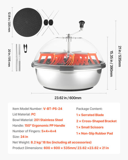 Bud Leaf Bowl Trimmer, 600 mm Manual Bud Trimmer, with Sharp Stainless Steel Blades, Visual Cutting, Wet & Dry Hydroponic Cutting Machine, Twisted Spin Cut for Plants Leaves Buds Flowers