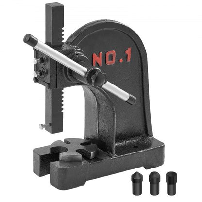 Arbor Press, 1 Ton Manual Arbor Press, 15 cm Maximum Height, Cast Iron Heavy-duty Manual Desktop Arbor Press, Precision Hand Press for Stamping, Bending, Stretching, Forming