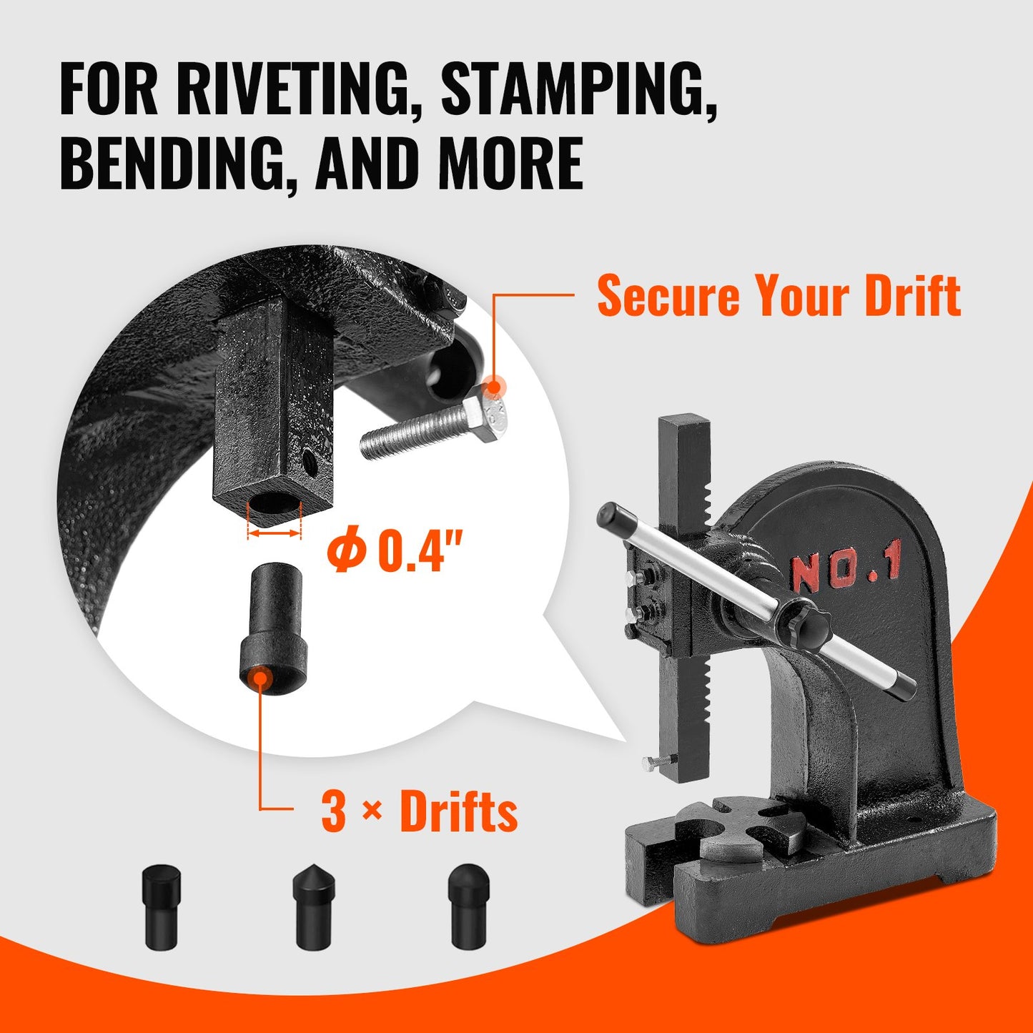 Arbor Press, 1 Ton Manual Arbor Press, 15 cm Maximum Height, Cast Iron Heavy-duty Manual Desktop Arbor Press, Precision Hand Press for Stamping, Bending, Stretching, Forming