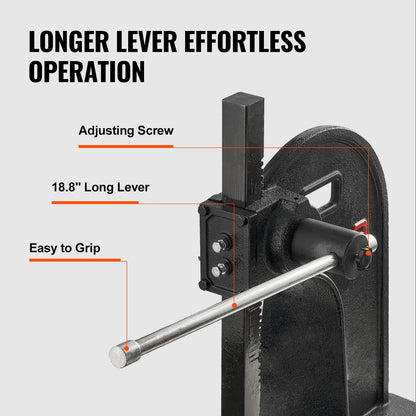 Vinkelpress, 3 tons manuell vinkelpress, 310 mm maximal höjd, gjutjärn, kraftig manuell bordsvinkelpress, precisionshandpress för stansning, bockning, sträckning, formning