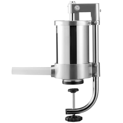Sausage Stuffer, 2.5LBS/1.5L Capacity, 304 Stainless Steel Vertical Sausage Stuffer, Sausage Filling Machine with 3 Stuffing Tubes, Suction Base and Manual Crank for Household or Commercial Use