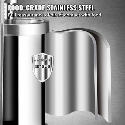 Sausage Stuffer, 5LBS/3L Capacity, 304 Stainless Steel Vertical Sausage Stuffer, Sausage Filling Machine with 3 Stuffing Tubes, Suction Base and Manual Crank for Household or Commercial Use