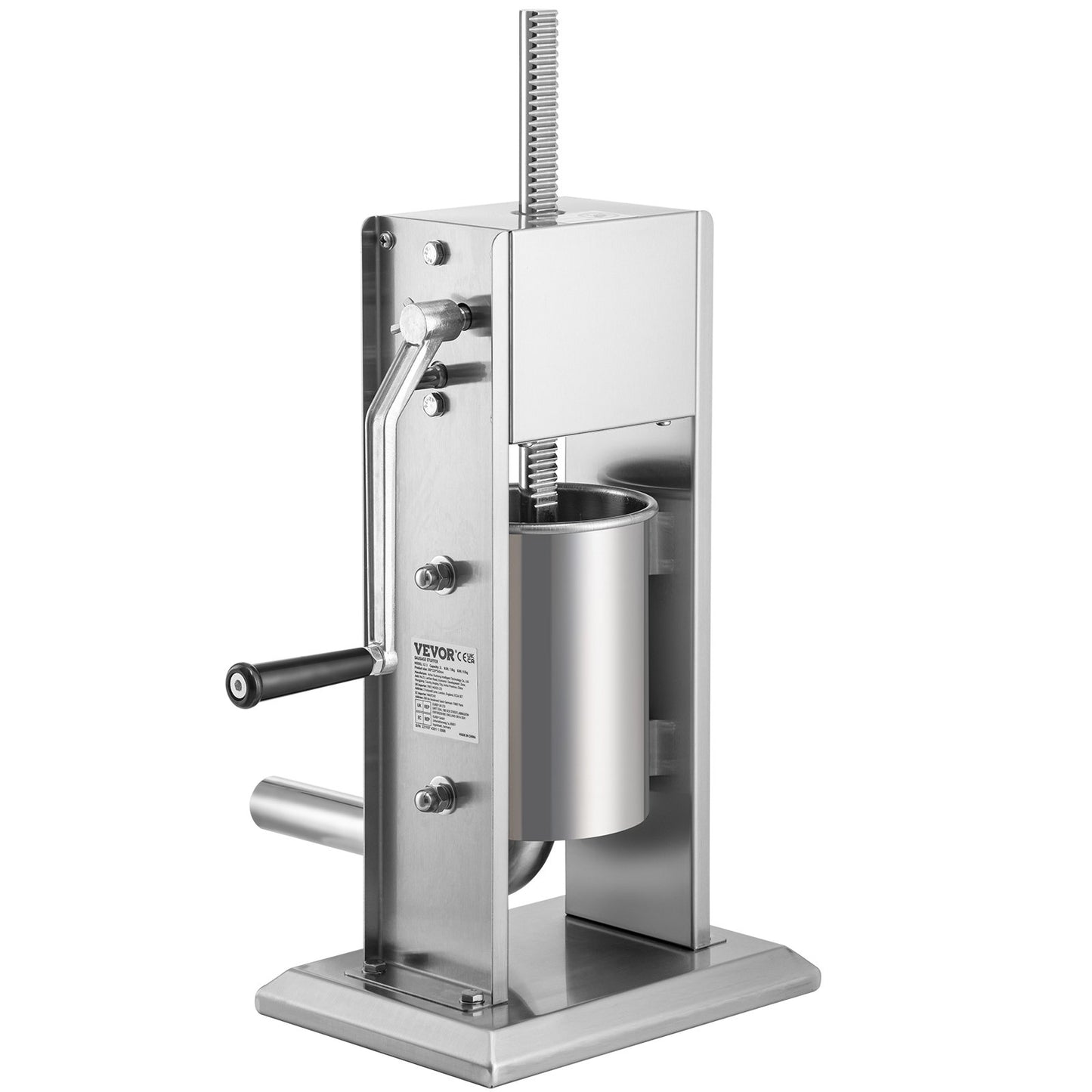 Manual Sausage Stuffer, 5LBS/3L Capacity, Two Speed 304 Stainless Steel Vertical Sausage Stuffer, Sausage Filling Machine with 4 Stuffing Tubes, Suction Base for Household or Commercial Use