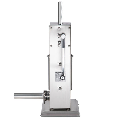 Manual Sausage Stuffer, 5LBS/3L Capacity, Two Speed 304 Stainless Steel Vertical Sausage Stuffer, Sausage Filling Machine with 4 Stuffing Tubes, Suction Base for Household or Commercial Use