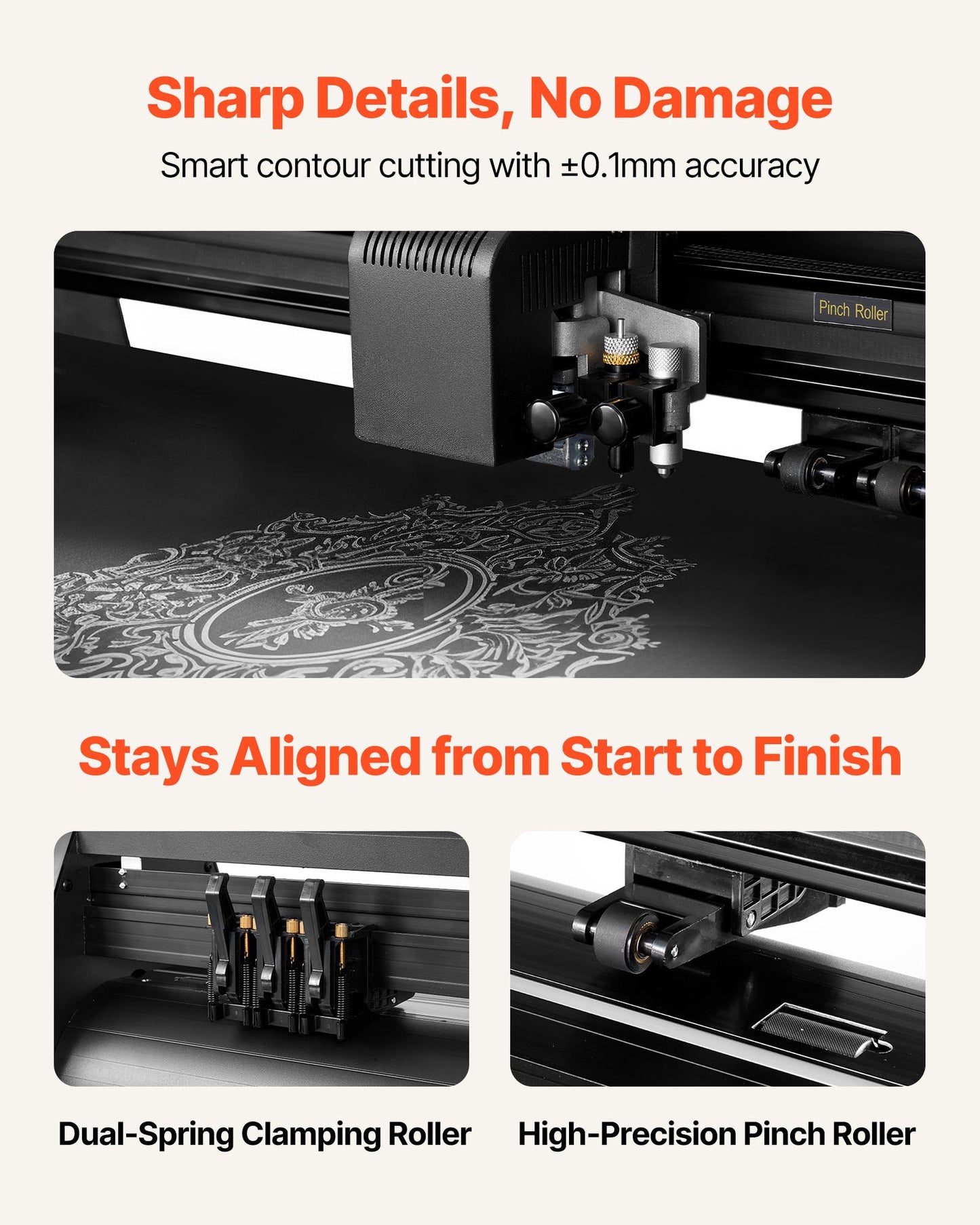 Vinyl Cutter Machine, 720 mm Max Feed Width, Dual Blades, Adjustable Force and Speed, LED Display, Vinyl Plotter Cutter Printer Bundle with Sticker Sheets, Transfer Film, Signmaster Software