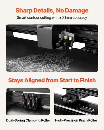 Vinyl Cutter Machine, 720 mm Max Feed Width, Dual Blades, Adjustable Force and Speed, LED Display, Vinyl Plotter Cutter Printer with Signmaster Software for Compatible with Windows and macOS