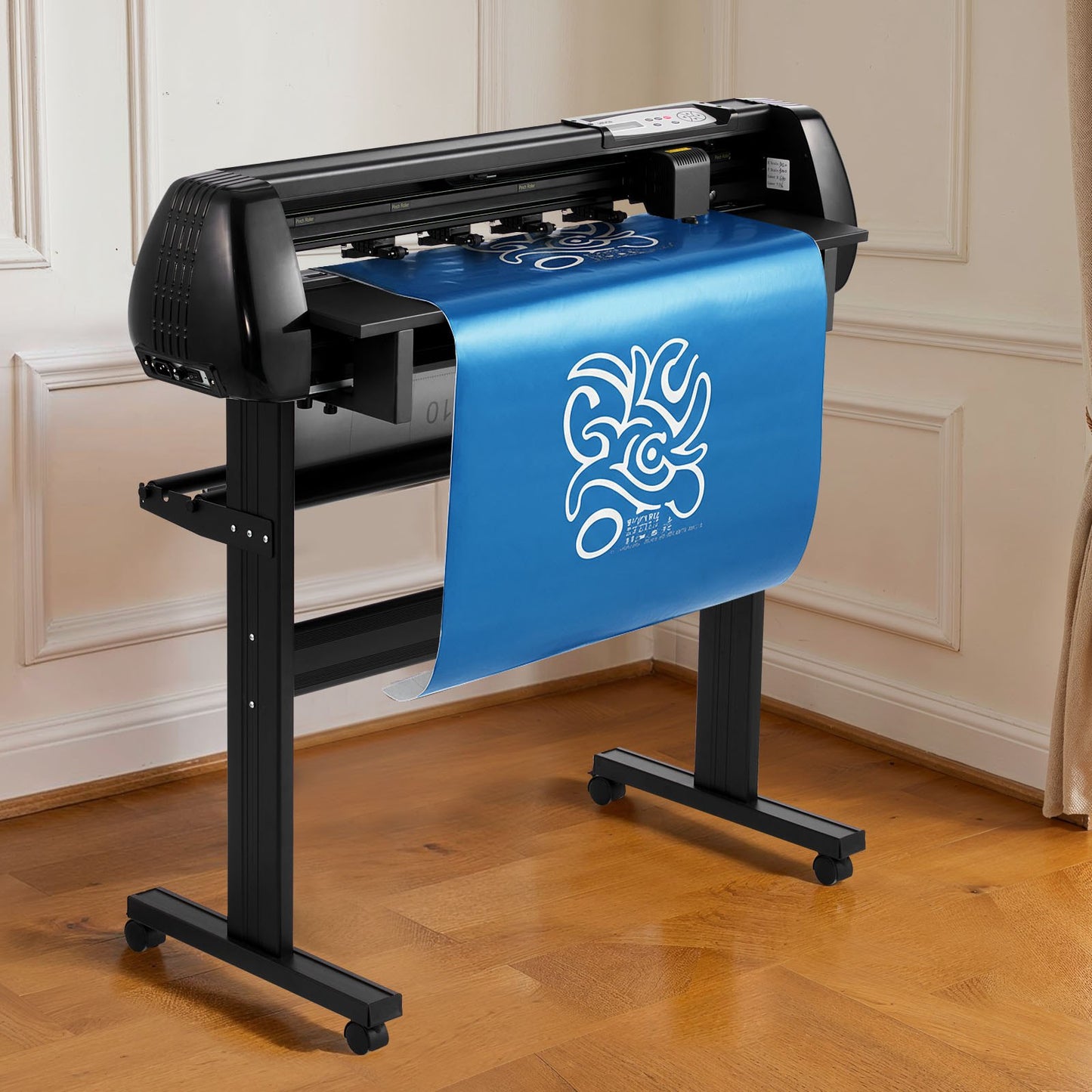 Vinyl Cutter Machine, 870 mm Max Feed Width, Dual Blades, Adjustable Force and Speed, LED Display, Vinyl Plotter Cutter Printer Bundle with Sticker Sheets, Transfer Film, Signmaster Software