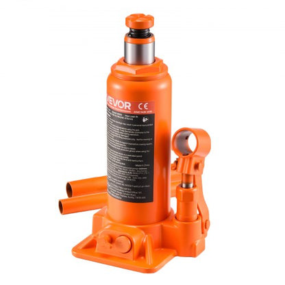 Hydraulic Bottle Jack, 6 Ton Load Capacity, 195-375 mm Lifting Range, Heavy Duty Hydraulic Welded Bottle Jack for Car, SUV, Pickup, Auto Repair, House Lift and Agricultural Equipment, Orange