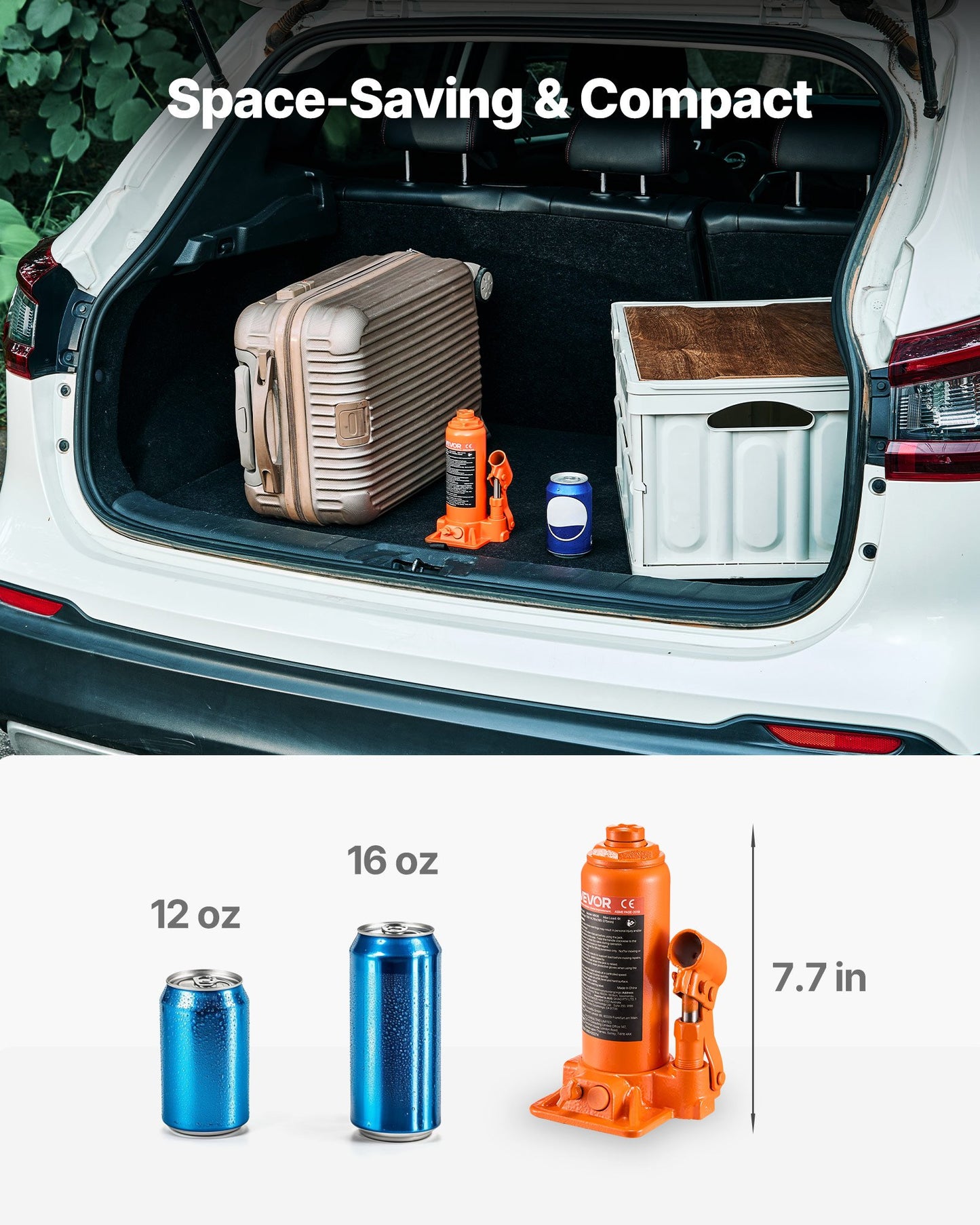 Hydraulic Bottle Jack, 6 Ton Load Capacity, 195-375 mm Lifting Range, Heavy Duty Hydraulic Welded Bottle Jack for Car, SUV, Pickup, Auto Repair, House Lift and Agricultural Equipment, Orange