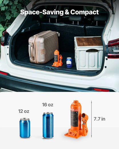 Hydraulic Bottle Jack, 6 Ton Load Capacity, 195-375 mm Lifting Range, Heavy Duty Hydraulic Welded Bottle Jack for Car, SUV, Pickup, Auto Repair, House Lift and Agricultural Equipment, Orange