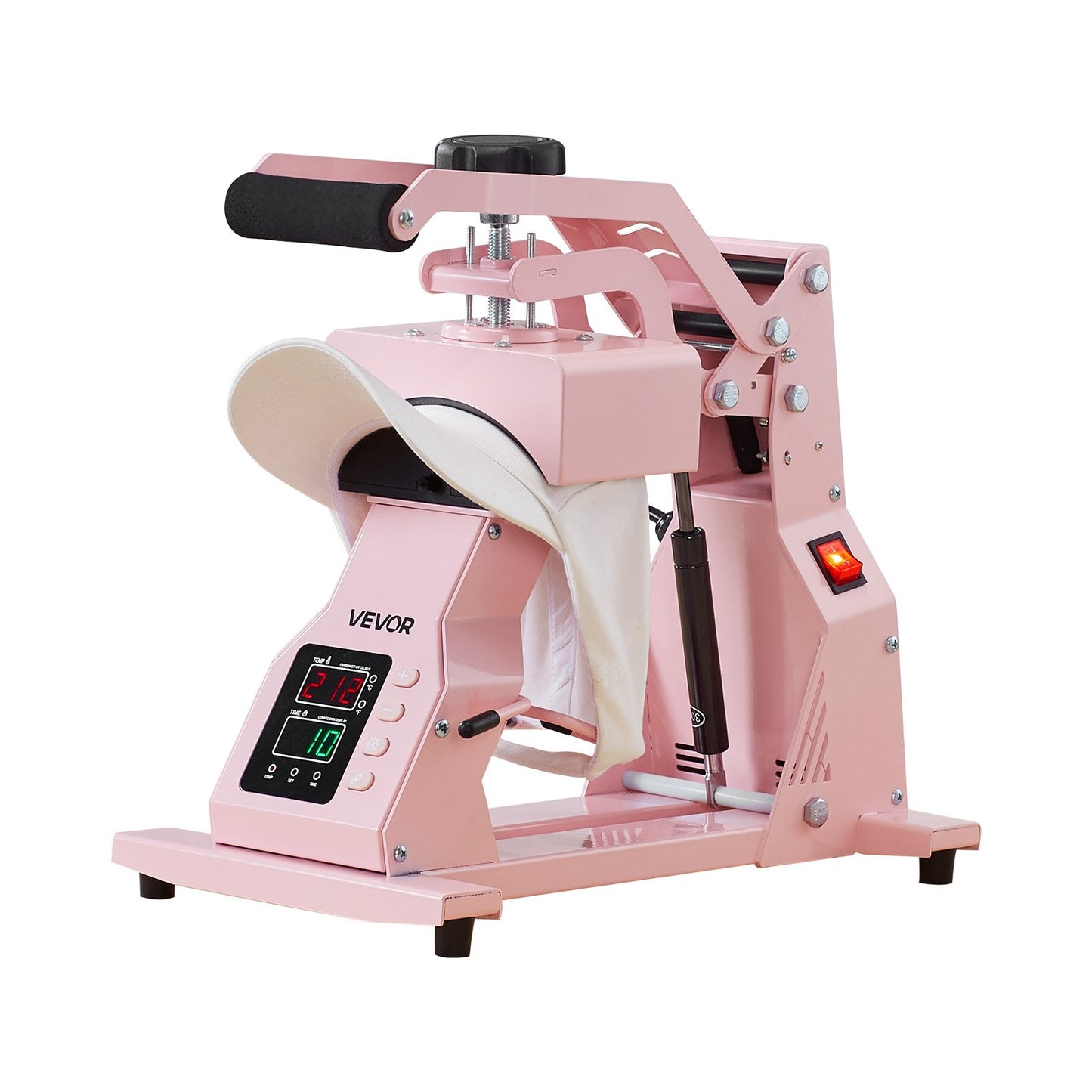 Hat Heat Press Machine, with 2pcs Interchangeable Platens, Precise Temperature and Time Control, Hat Press for HTV Iron On and Sublimation Projects, for Caps, Headbands, Cuffs, Face Masks, Pink