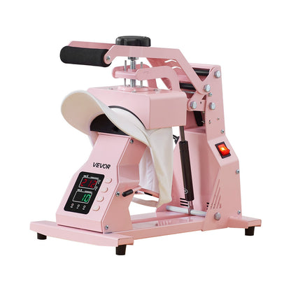 Hat Heat Press Machine, with 4pcs Interchangeable Platens, Precise Temperature and Time Control, Hat Press for HTV Iron On and Sublimation Projects, for Caps, Headbands, Cuffs, Face Masks, Pink