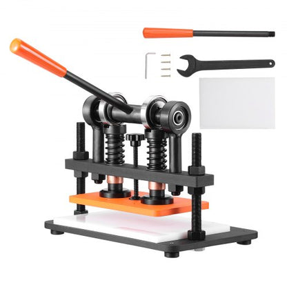 Läderskärmaskin, 25,9 x 15 cm präglingsplatta, manuell stans, 1,2 cm tryckslag, läderpräglingsmaskin med dubbla styraxlar för olika material