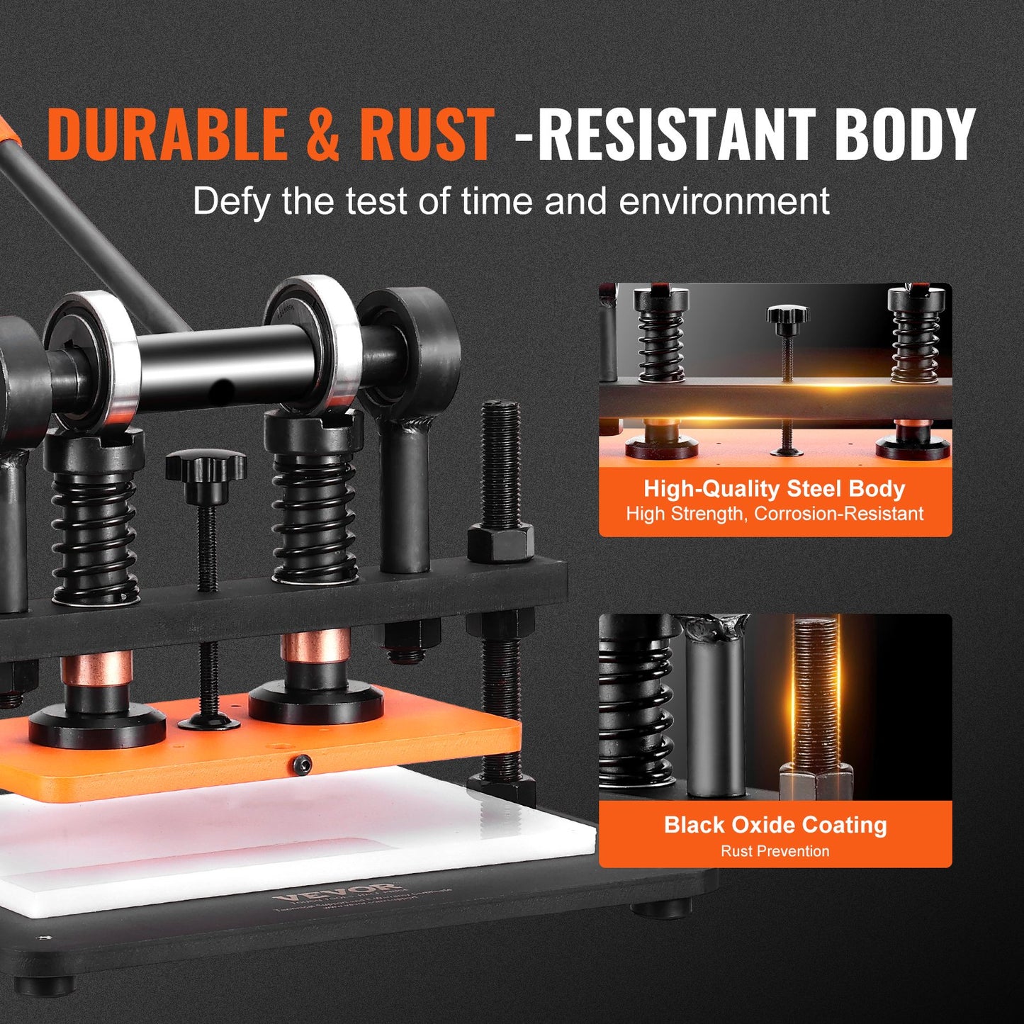 Läderskärmaskin, 25,9 x 15 cm präglingsplatta, manuell stans, 1,2 cm tryckslag, läderpräglingsmaskin med dubbla styraxlar för olika material