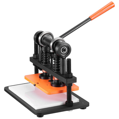 Läderskärmaskin, 25,9 x 15 cm präglingsplatta, manuell stans, 1,2 cm tryckslag, läderpräglingsmaskin med dubbla styraxlar för olika material