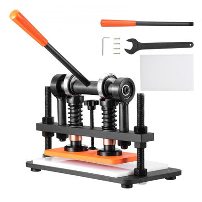 Läderskärmaskin, 25,9 x 12 cm präglingsplatta, manuell stans, 1,2 cm tryckslag, läderpräglingsmaskin med dubbla styraxlar för olika material