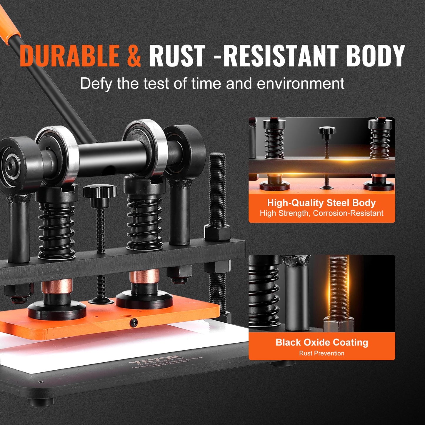 Läderskärmaskin, 25,9 x 12 cm präglingsplatta, manuell stans, 1,2 cm tryckslag, läderpräglingsmaskin med dubbla styraxlar för olika material