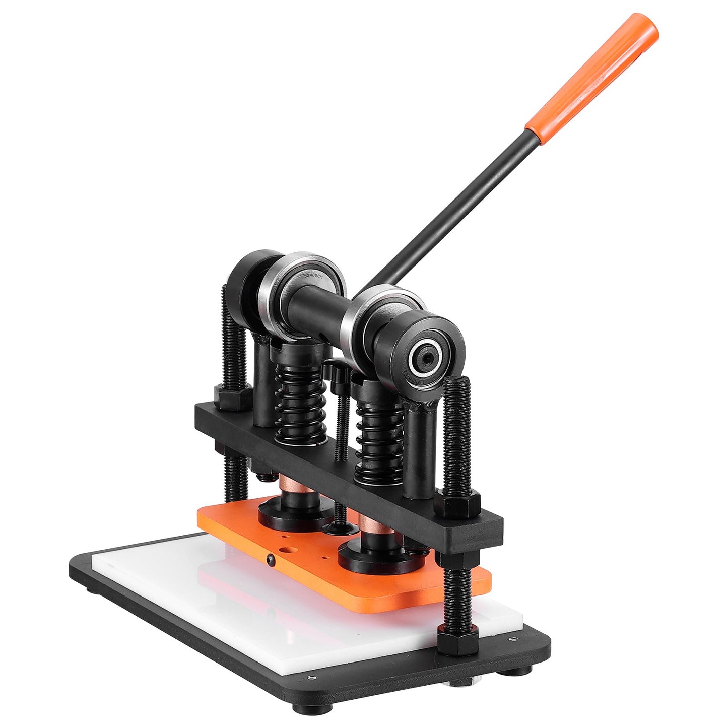 Läderskärmaskin, 25,9 x 12 cm präglingsplatta, manuell stans, 1,2 cm tryckslag, läderpräglingsmaskin med dubbla styraxlar för olika material