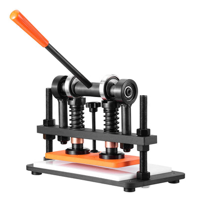 Läderskärmaskin, 25,9 x 12 cm präglingsplatta, manuell stans, 1,2 cm tryckslag, läderpräglingsmaskin med dubbla styraxlar för olika material