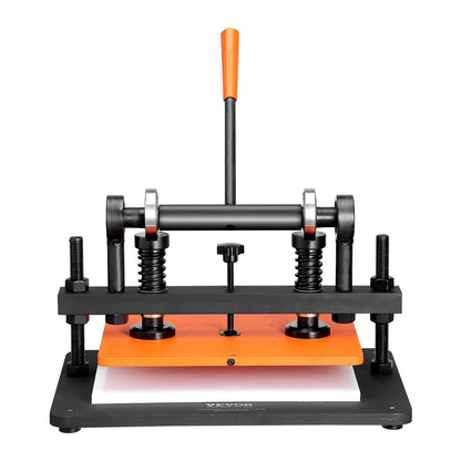 Läderskärmaskin, 36 x 25,9 cm präglingsplatta, manuell stans, 1,2 cm tryckslag, läderpräglingsmaskin med dubbla styraxlar för olika material