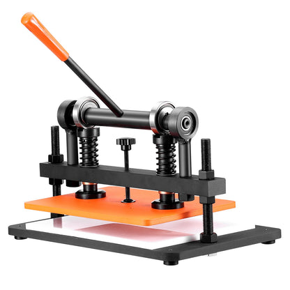 Läderskärmaskin, 36 x 25,9 cm präglingsplatta, manuell stans, 1,2 cm tryckslag, läderpräglingsmaskin med dubbla styraxlar för olika material