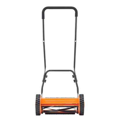 Push Reel Lawn Mower 35 cm, 5 Blades Manual Push Mower No Motor, 15-45 mm Adjustable Cutting Height, Walk-Behind Lawn Mowers with Grass Catcher Bag for Green Lawns, Driveways, Courtyards