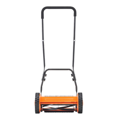 Gräsklippare med hjul 40 cm, 5 knivar, manuell gräsklippare utan motor, 15-45 mm justerbar klipphöjd, gräsklippare med gräsuppsamlare för gröna gräsmattor, uppfarter, gårdar