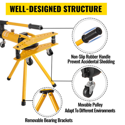 Manual Hydraulic Pipe Tube Bender Machine 10 Ton Manual Hydraulic Tube Bending Machine 6.4–25.4 mm Diameter 6 Dies for Heating and Piping Construction