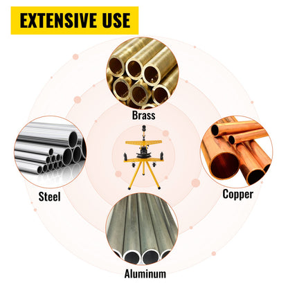 Manual Hydraulic Pipe Tube Bender Machine 10 Ton Manual Hydraulic Tube Bending Machine 6.4–25.4 mm Diameter 6 Dies for Heating and Piping Construction