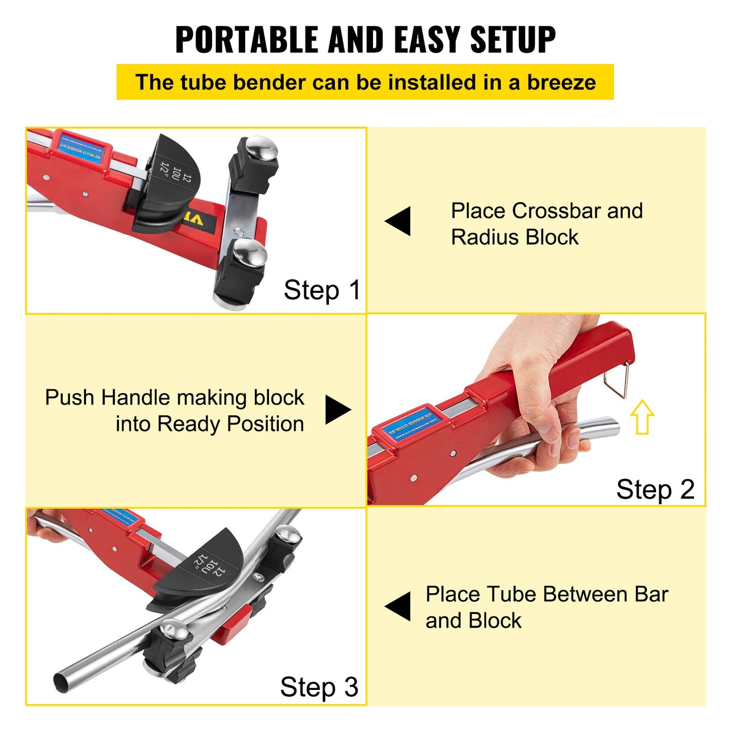 Manual Tube Bender Kit 7 Heads 1/4" to 7/8" Multi-function Ratchet Tube Bender