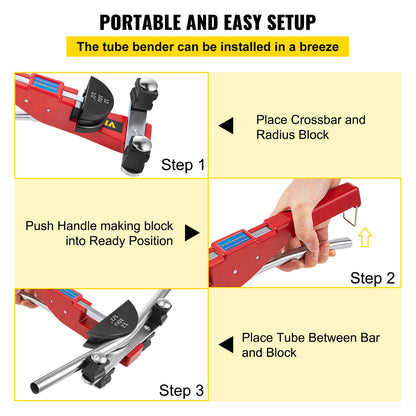 Manual Tube Bender Kit 7 Heads 1/4" to 7/8" Multi-function Ratchet Tube Bender