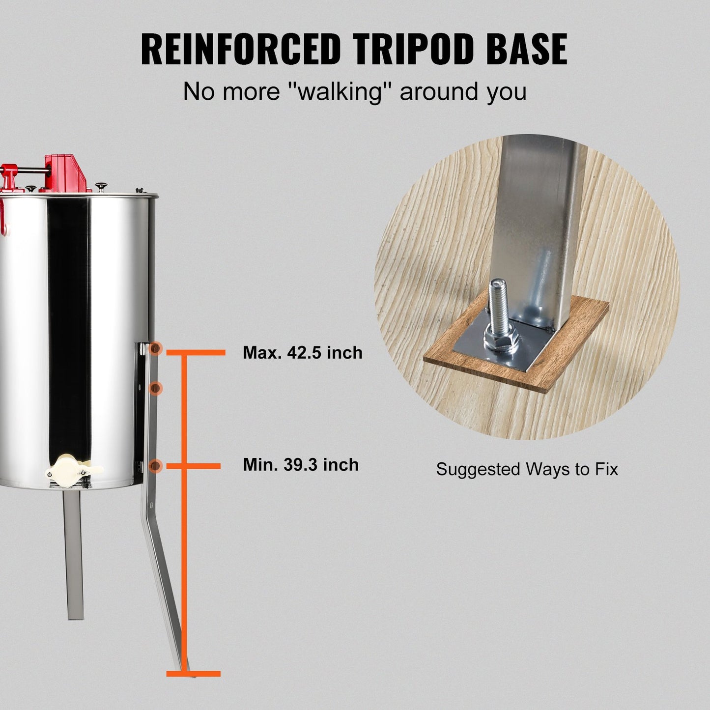 Manual Honey Extractor, 2/4 Frames Honey Spinner Extractor, Stainless Steel Beekeeping Extraction, Honeycomb Drum Spinner with Lid, Apiary Centrifuge Equipment with Height Adjustable Stand