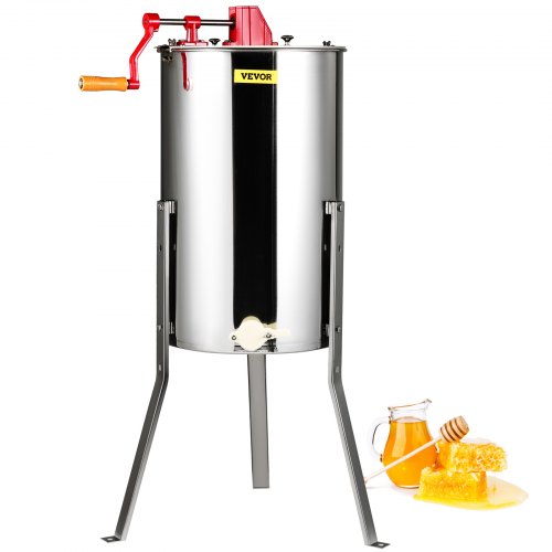 Manual Honey Extractor, 3 Frames Honey Spinner Extractor, Stainless Steel Beekeeping Extraction, Honeycomb Drum Spinner with Lid, Apiary Centrifuge Equipment with Height Adjustable Stand