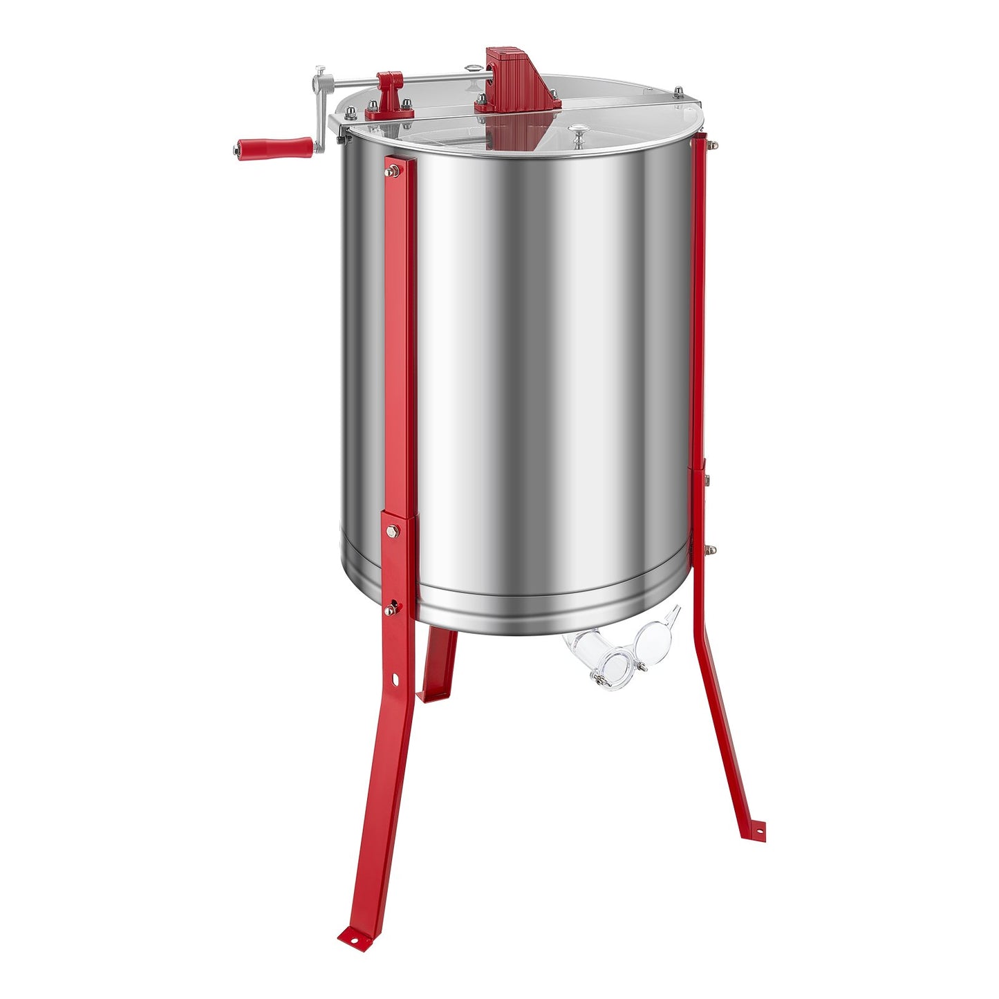 Honey Extractor, 6 Frame Manual Honey Spinner with Transparent Lid, Stainless Steel Honeycomb Drum Spinner with Height Adjustable Stand, Honeycomb Extraction Centrifuge Equipment for Beekeeping