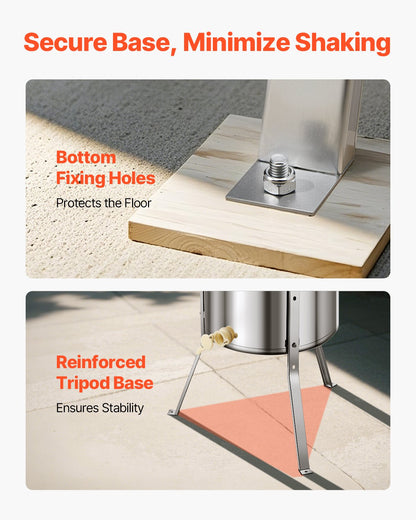 Honey Extractor, 4/8 Frame Manual Honey Spinner with Transparent Lid, Stainless Steel Honeycomb Drum Spinner with Height Adjustable Stand, Honeycomb Extraction Equipment for Beekeeping