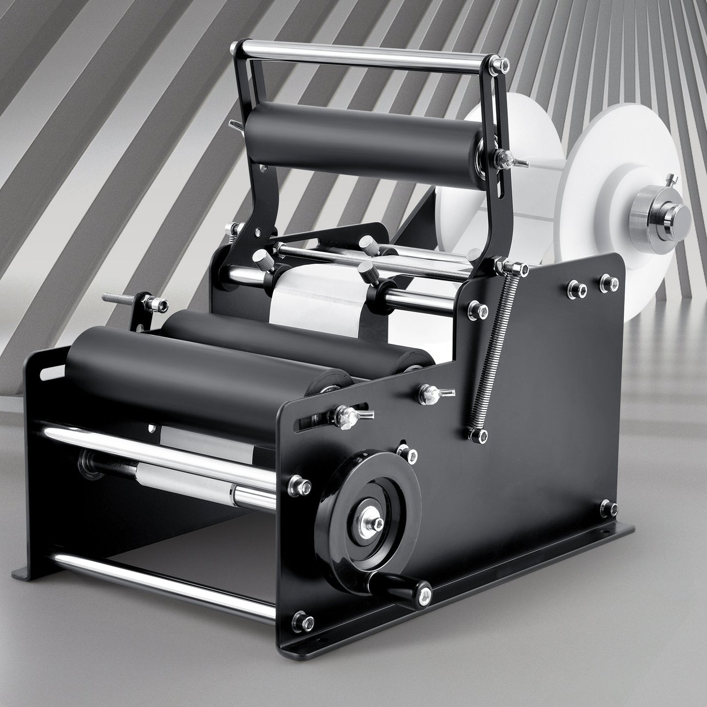 Manual Round Labeling Machine, 15-20pcs/min, Bottle Label Applicator for Round Bottles, Adjustable Manual Round Bottle Labeler Suitable for Bottle Diameter 1.98-11.99 cm (with Pressing Bar)