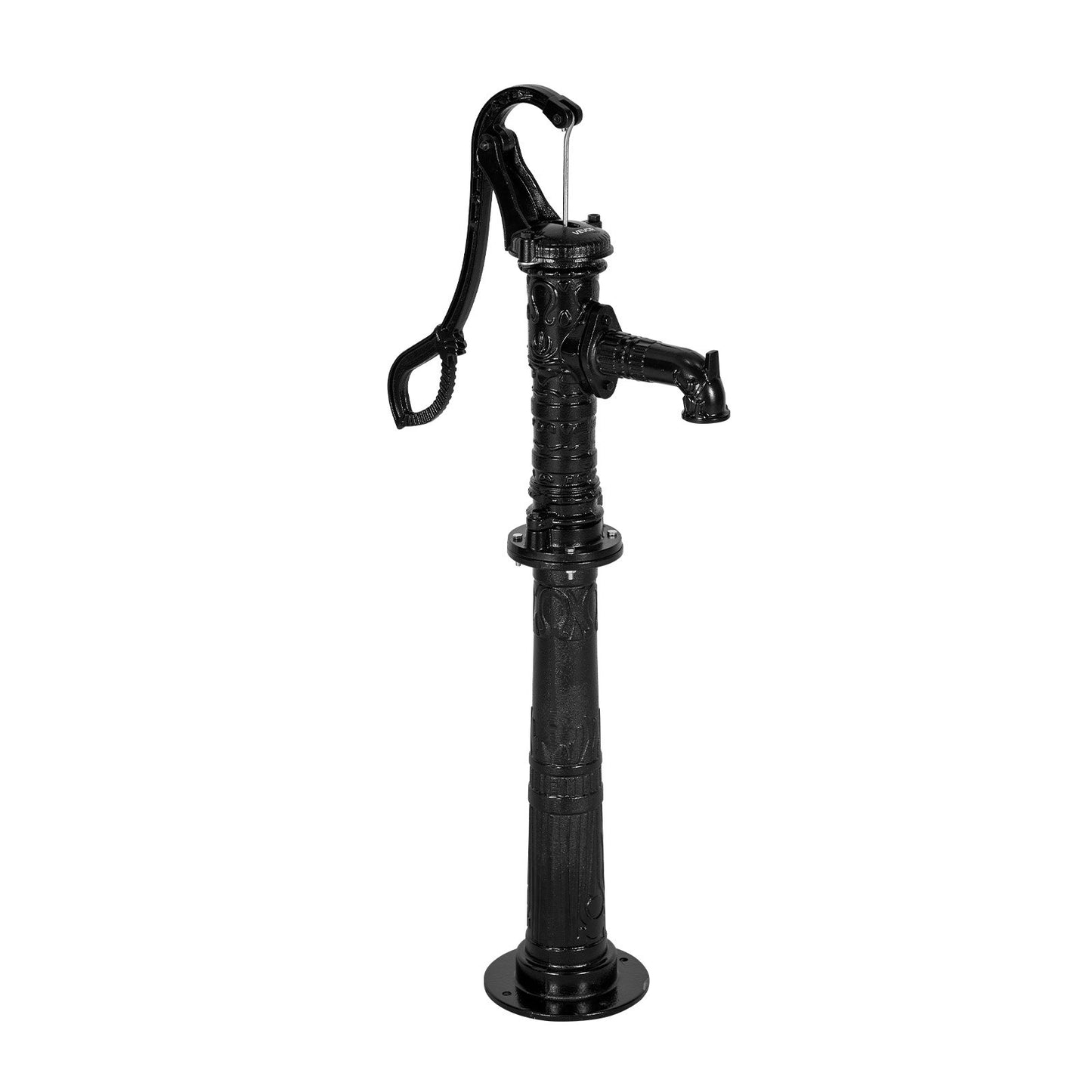 Well Hand Pitcher Pump, 20 ft Max Lift, Antique Cast Iron Manual Hand Water Pump with Heightening Base, NPT 1-1/4 in Connection, Easy Installation, for Outdoor Garden, Pond, Yard, Farm, Black