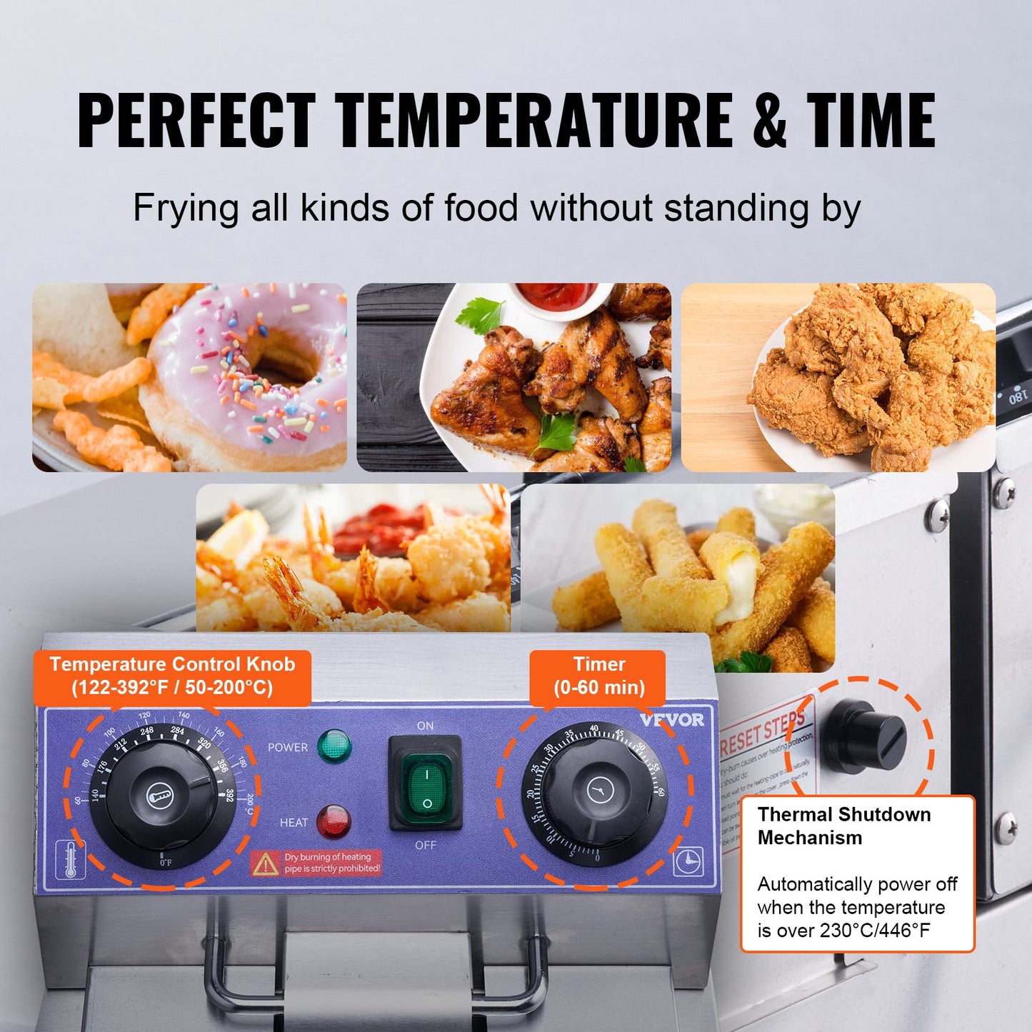 Commercial Electric Deep Fryer Countertop Deep Fryer with Dual Tanks 6000W